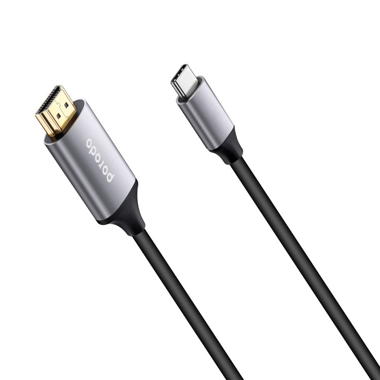 صورة Porodo Type-C to 4K HDMI Cable 2m with Premium Aluminum Finish - Gray