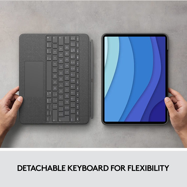 صورة Logitech Combo Touch for iPad Pro 12.9-inch (5th generation) Grey Smart Connector QWERTY Arabic