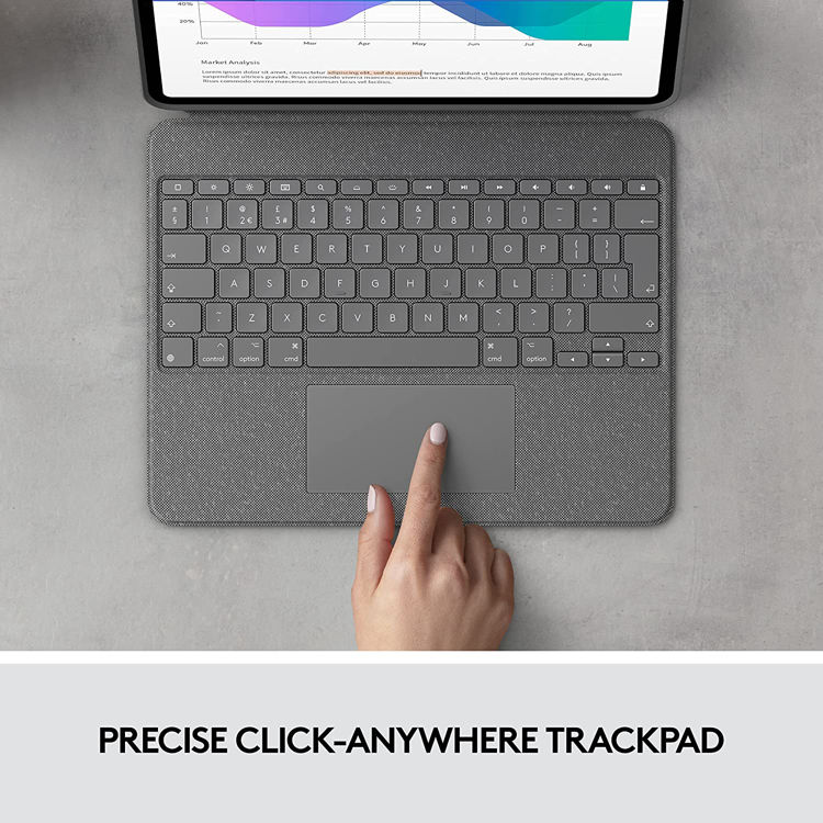 صورة Logitech Combo Touch for iPad Pro 12.9-inch (5th generation) Grey Smart Connector QWERTY Arabic