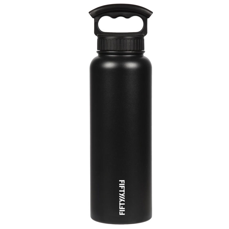 صورة Fifty Fifty Vacuum Insulated Bottle 3 Finger Lid 1.1L Matte Black
