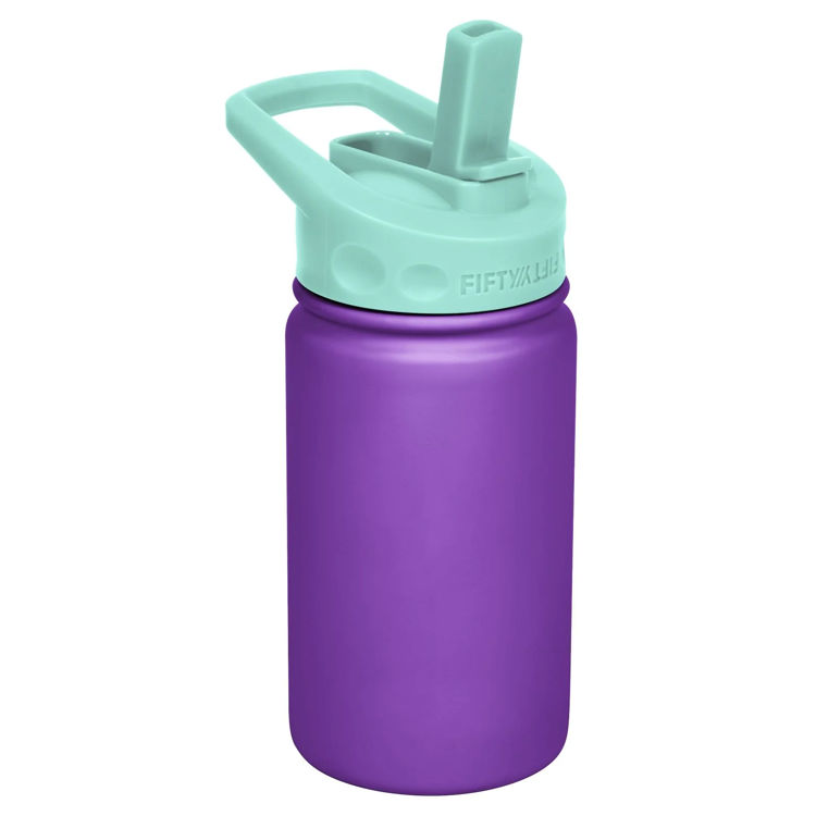 صورة FIFTY/FIFTY  KIDS BOTTLE WITH WIDE MOUTH STRAW LID 354mL (Royal Purple w/ Cool Mint Cap)