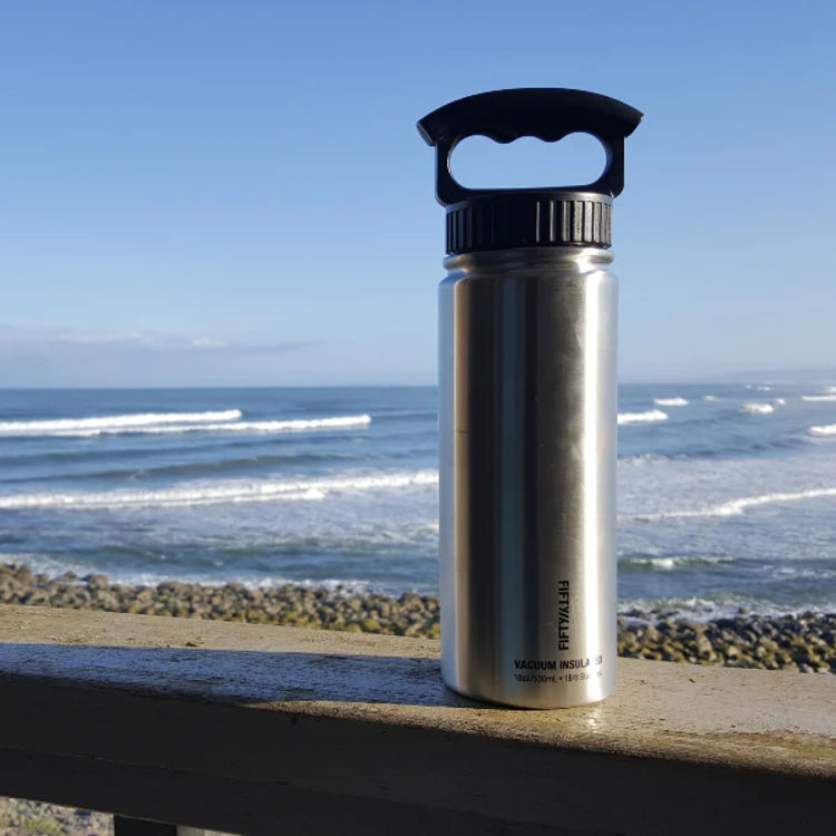 صورة Fifty Fifty BOTTLE WITH WIDE MOUTH 3 FINGER LID 530ml – Stainless Steel