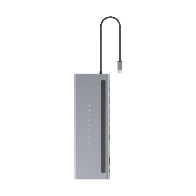 صورة Powerology 11 In 1 Multi-Display USB-C Hub & Laptop Stand 100W - Gray