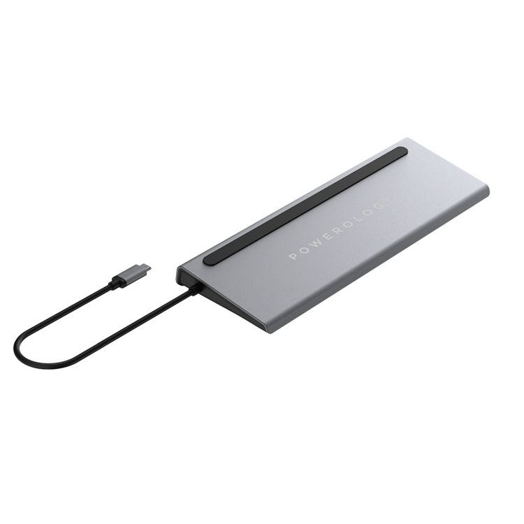 صورة Powerology 11 In 1 Multi-Display USB-C Hub & Laptop Stand 100W - Gray