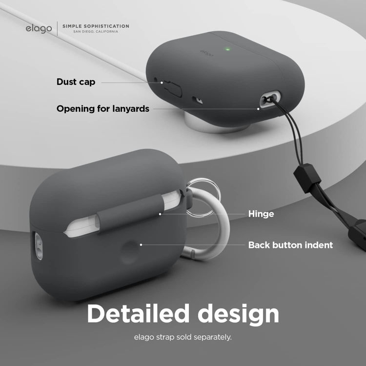 صورة Elago Silicone Hang Case for AirPods Pro 2nd Gen - Dark Gray