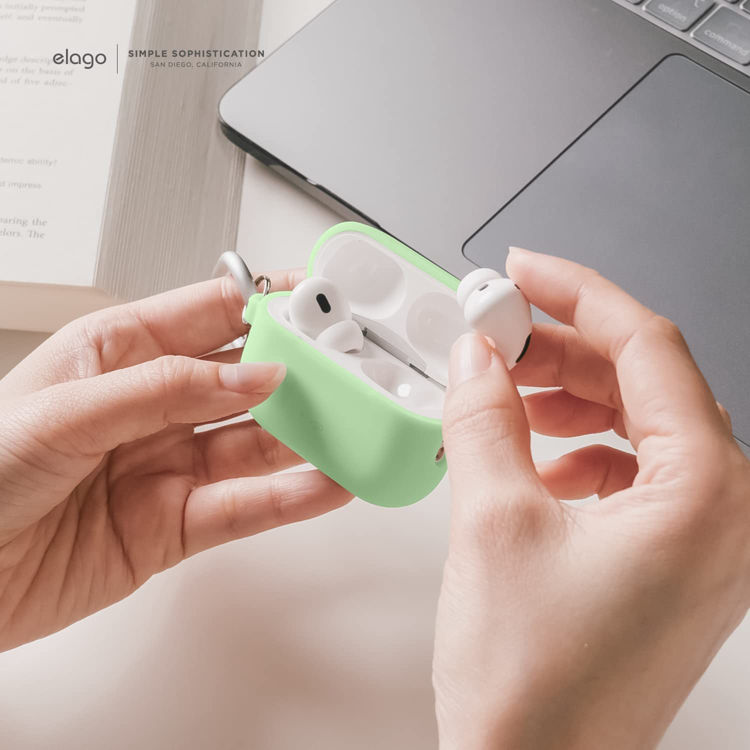 صورة Elago Silicone Hang Case for AirPods Pro 2nd Gen - Pastel Green
