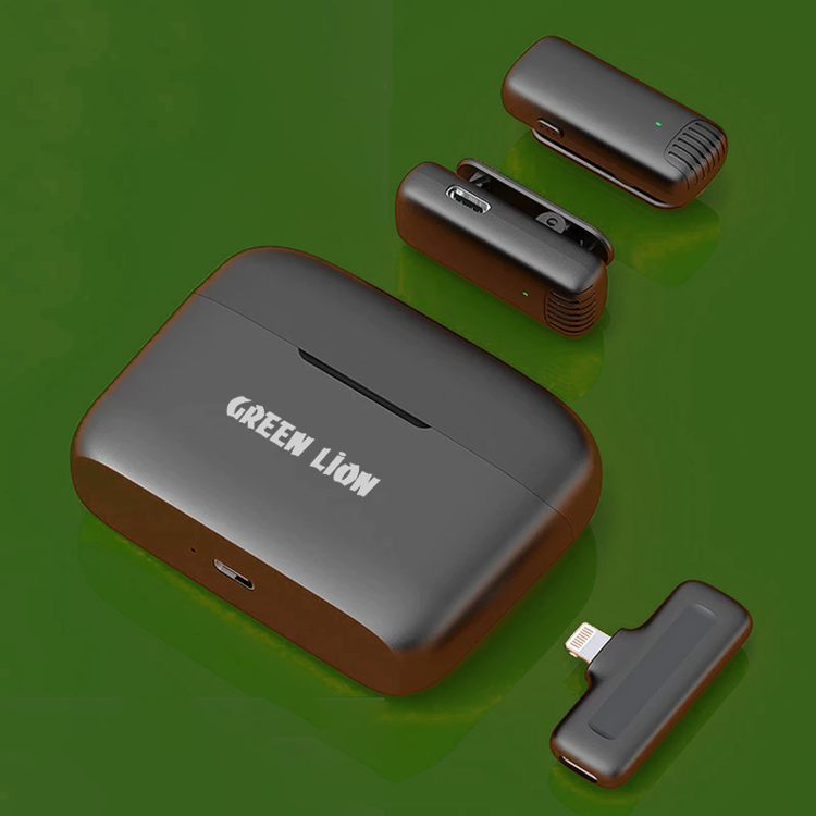 صورة Green Lion 2 in 1 Wireless Microphone with Lightning Connector – Black