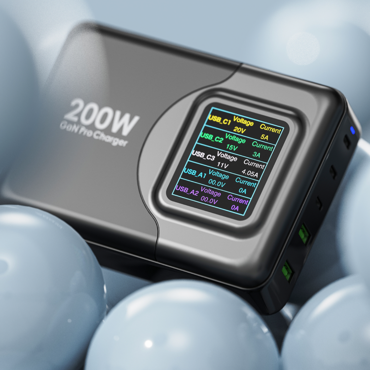 صورة Powerology 200W Total Output GaN Charging Terminal with LED and Voltage Display