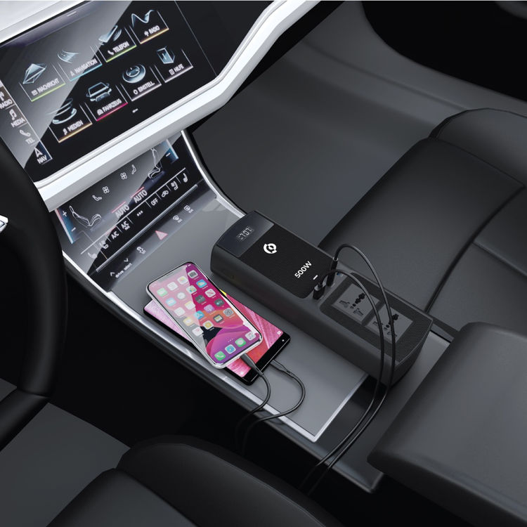 صورة Powerology 500W Universal Multi-Port Car Inverter with Dual USB-C Output