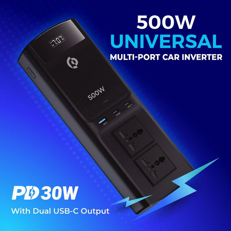 صورة Powerology 500W Universal Multi-Port Car Inverter with Dual USB-C Output
