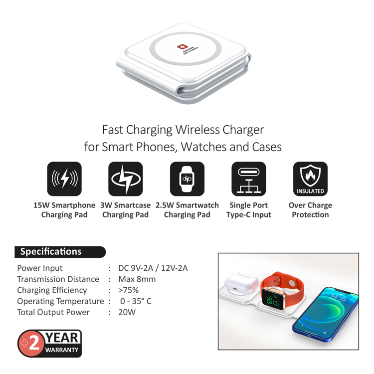 صورة SWISS MILITARY MAGSAFE POWER 3 IN 1 FAST WIRELESS CHARGER