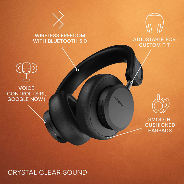 صورة Urbanista Los Angeles Solar Powered Wireless Bluetooth Noise-Cancelling Headphones - Midnight Black