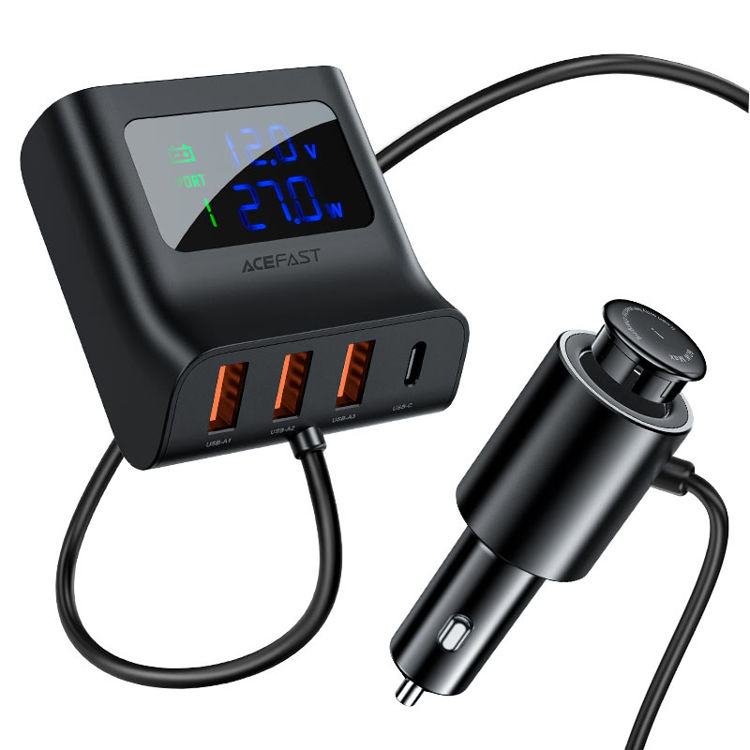 صورة ACEFAST 90W 4-IN-1 Car Charger With LED Digital Display 