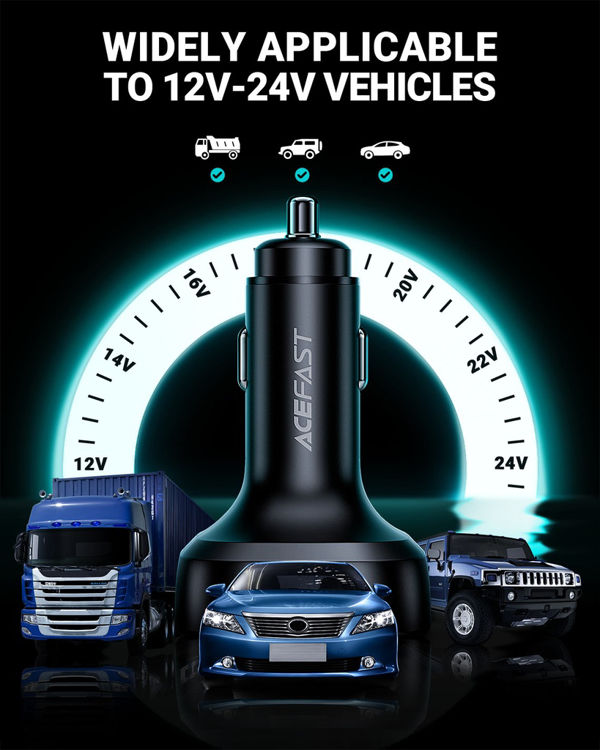 صورة Acefast Fast Car Charger 101W (2xUSB-C+USB-A) with OLED Smart Display