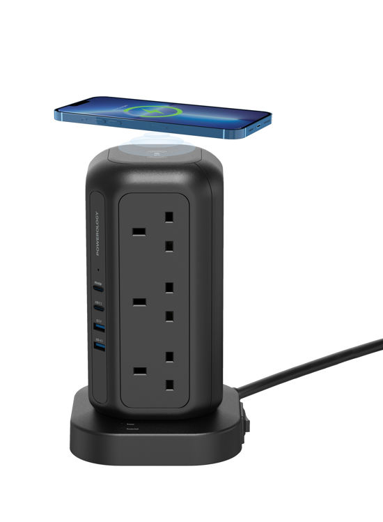 صورة Powerology 12 Socket Multi-Port Tower Hub Extension