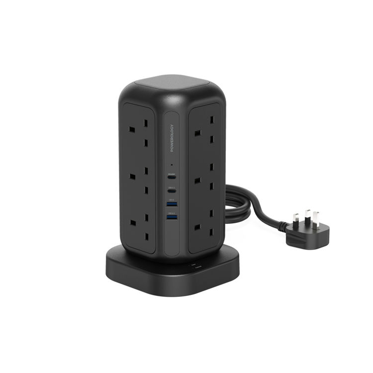 صورة Powerology 12 Socket Multi-Port Tower Hub Extension