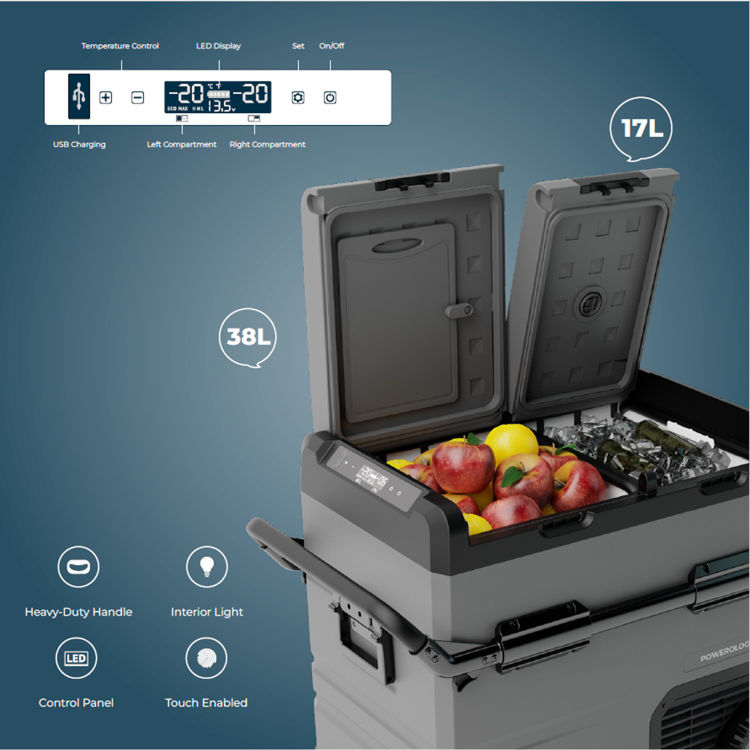 صورة Powerology Smart 55L Fridge & Freezer with Dual Compartment - Black