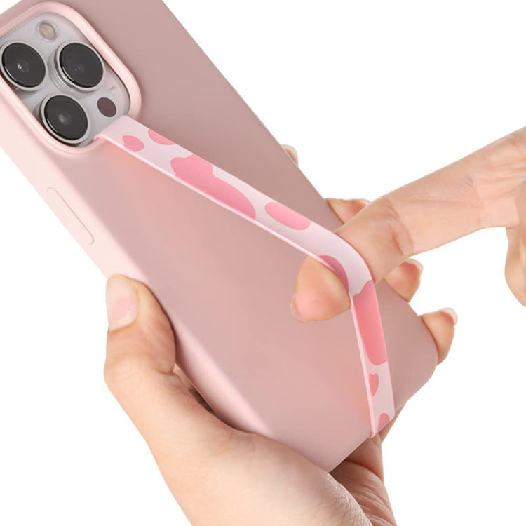 Picture of Silicone Phone Grip Holder, Wireless Charging Compatible, Sinji loop Holstein Pink