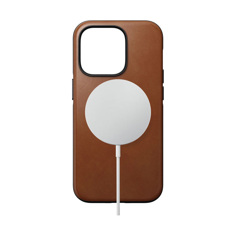 صورة Nomad Modern Leather Case with MagSafe Compatible  for iPhone 14 Pro - Rustic Brown