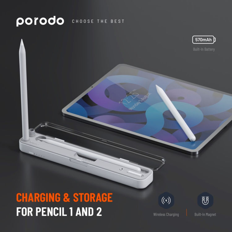 صورة Porodo Wireless Charging & Storage For Pencil 1 & 2 Case