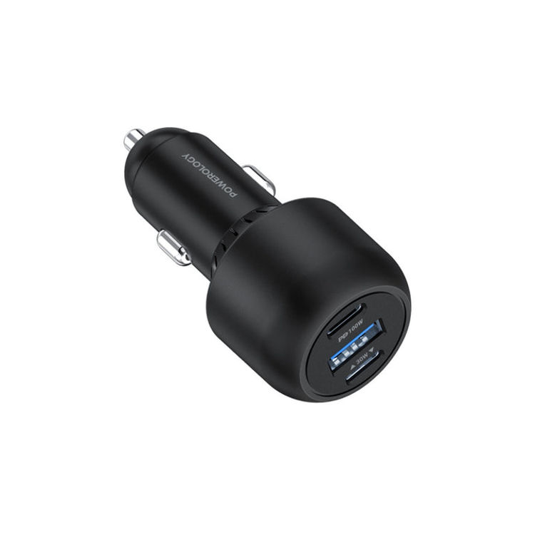 صورة Powerology Ultra-Quick Car Charger 130W with 0.9m/3ft Type-C To Type-C Cable
