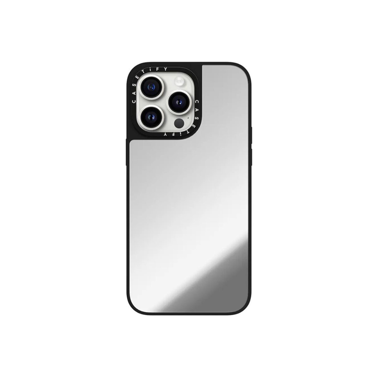 Picture of Casetify Magsafe Mirror Case for iPhone 15 Pro Max (Silver w/ Black Bumper)