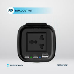 Picture of Powerology 150W Inverter AC Universal USB A 2type-C DC Car 12V10A - Black