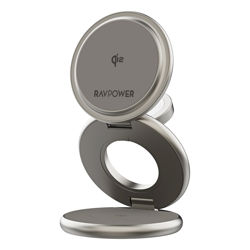 Picture of RAVPower RP-WC1008 Premium Foldable Magsafe 3-In-1 Charging Station Stand Titanium
