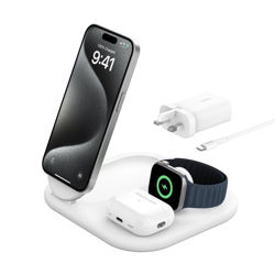 Picture of Belkin BoostCharge Qi2 3-in-1 Magnetic 15 W Wireless Charger - White