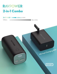 Picture of Ravpower Super PD Pioneer 10000mAh 30W Powebank With Wall Charger 65W - Black