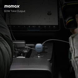 Picture of MOMAX 1-MOVE+ 60W 2-PORT CAR CHARGER WITH BUILT-IN RETRACTABLE CABLE