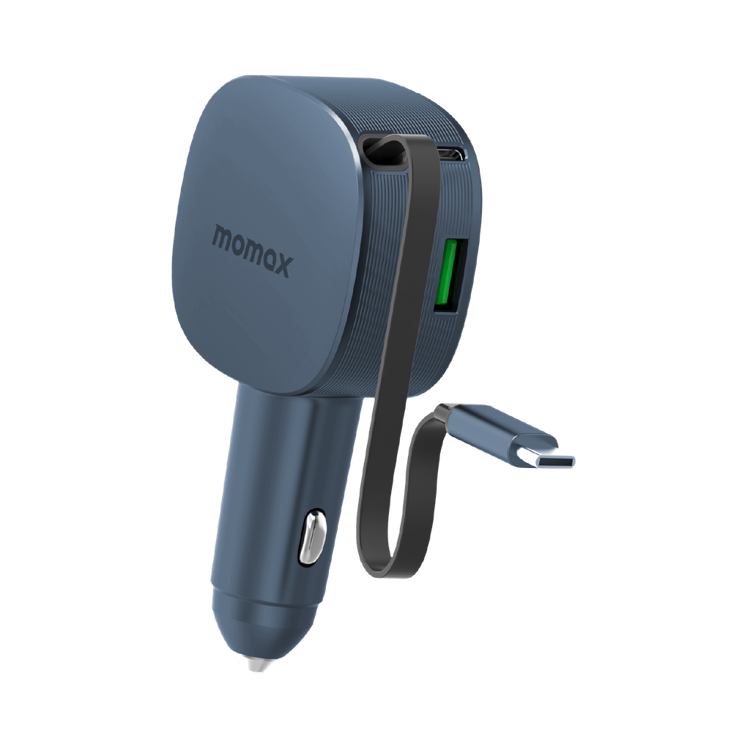 Picture of MOMAX 1-MOVE+ 60W 2-PORT CAR CHARGER WITH BUILT-IN RETRACTABLE CABLE