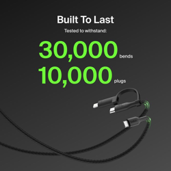 Picture of Belkin 2-IN-1 USB-C & LTG BRAIDED CABLE, PCR, 1.5M, BLK