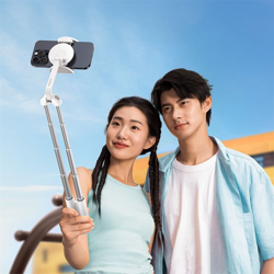 Picture of Baseus TechShot Dual-Support Magnetic & Clamping Selfie Stick Tripod with Bluetooth Remote - White