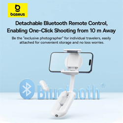 Picture of Baseus TechShot Dual-Support Magnetic & Clamping Selfie Stick Tripod with Bluetooth Remote - White