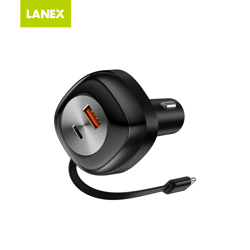 Picture of Lanex LQ19 81W Car Charger with Retractable Type C .8m - Black_LQ19