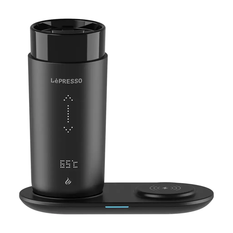 Picture of LePresso Travel Heated Mug 12oz with Wireless Charging Pad -
Black