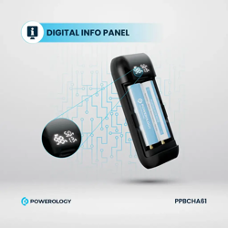 Picture of Powerology Battery Charger & Powerbank with Digital Display - Grey