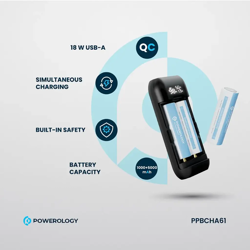 Picture of Powerology Battery Charger & Powerbank with Digital Display - Grey