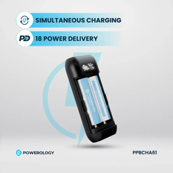 Picture of Powerology Battery Charger & Powerbank with Digital Display - Grey
