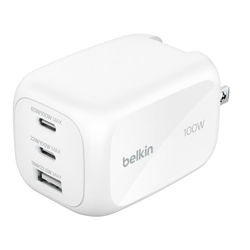 Picture of Belkin 3-Port USB-C Plug 100W, Gan Wall Charger With 2X USB-C & 1 USB-A Ports,