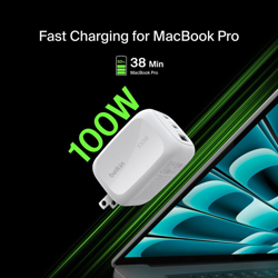 Picture of Belkin 3-Port USB-C Plug 100W, Gan Wall Charger With 2X USB-C & 1 USB-A Ports,